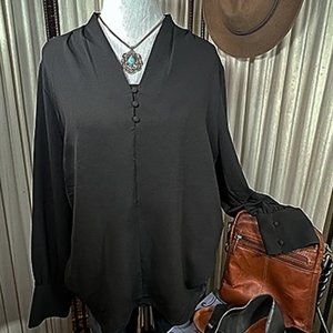 NWT Adrianna Papell Black Long Sleeve Blouse - XL